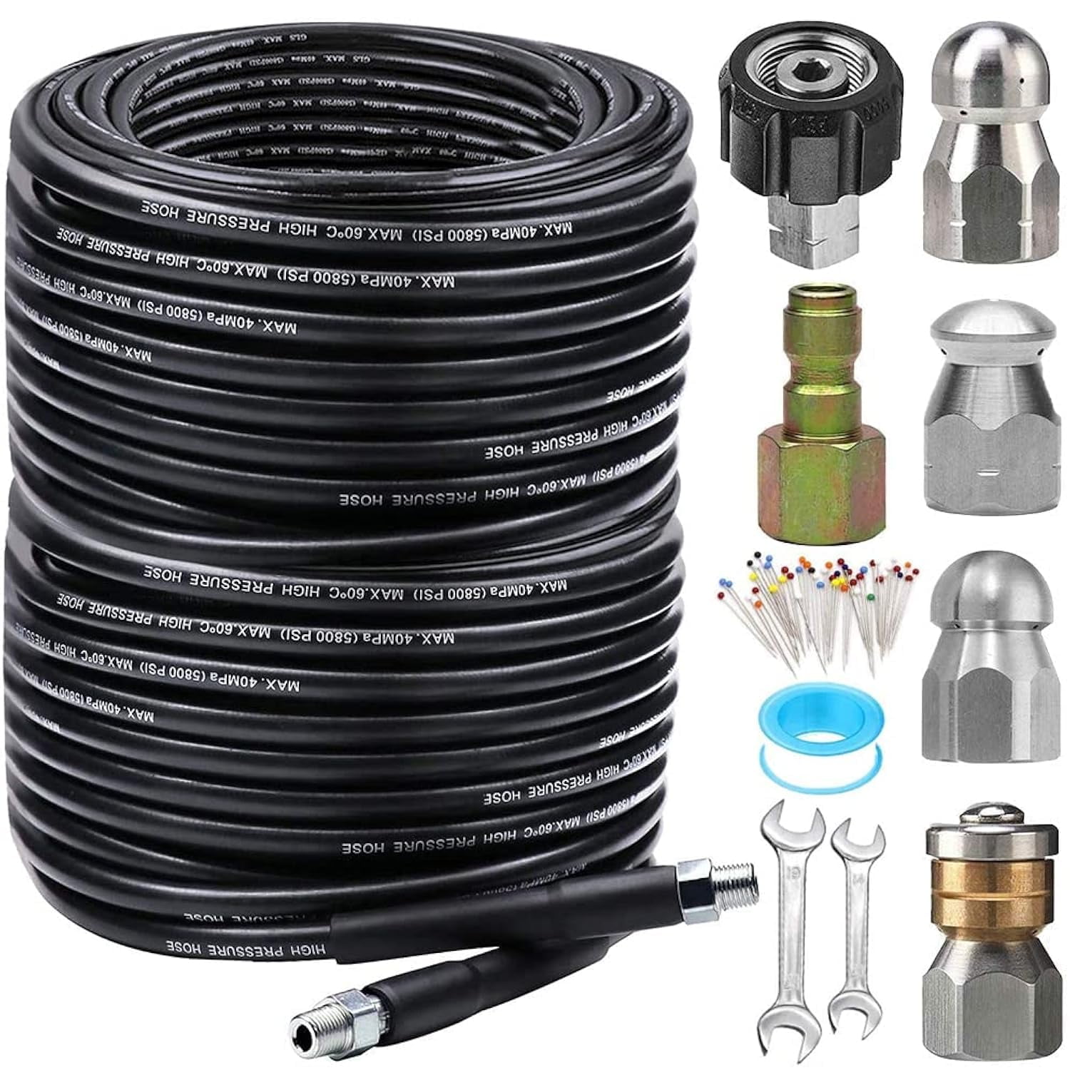 Kit De Chorros De Alcantarillado Zofine De 200 Pies Para Lavadora A Presión, 5800 Psi