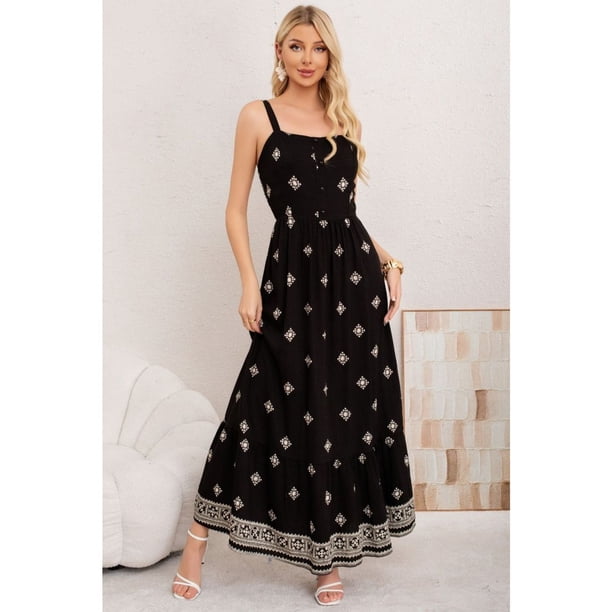 Maxi Vestido Mujer Largo Holgado Pabilos Estampado 3360