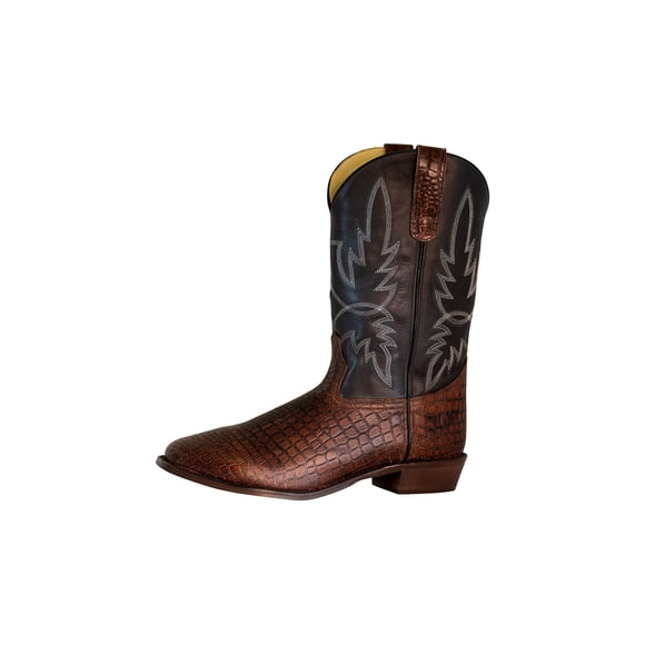 Botas TuffRider Grant de piel estampadas con punta cuadrada ancha, color marrón