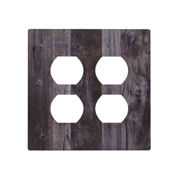 Cubierta decorativa para enchufe Oilbiexn, estilo madera vintage gris marrón, 2 módulos