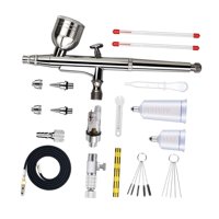 Magideal - Kit De Aerógrafo, Suministros De Aerografía Con Manguera De Aire De Aguja De 0,2/0,5Mm Y Kit De Limpieza De Cepillo De Aire Para Manualidades, , Plata