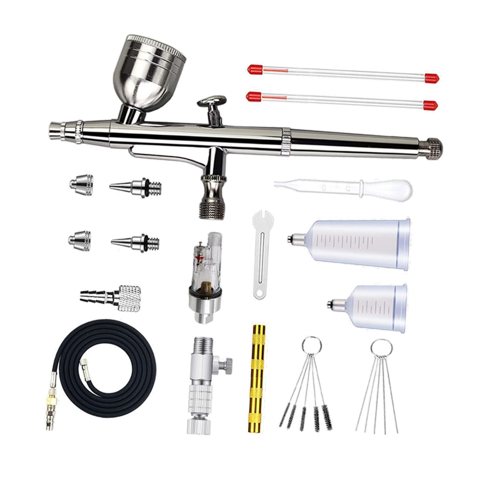 Magideal - Kit De Aerógrafo, Suministros De Aerografía Con Manguera De Aire De Aguja De 0,2/0,5Mm Y Kit De Limpieza De Cepillo De Aire Para Manualidades, , Plata