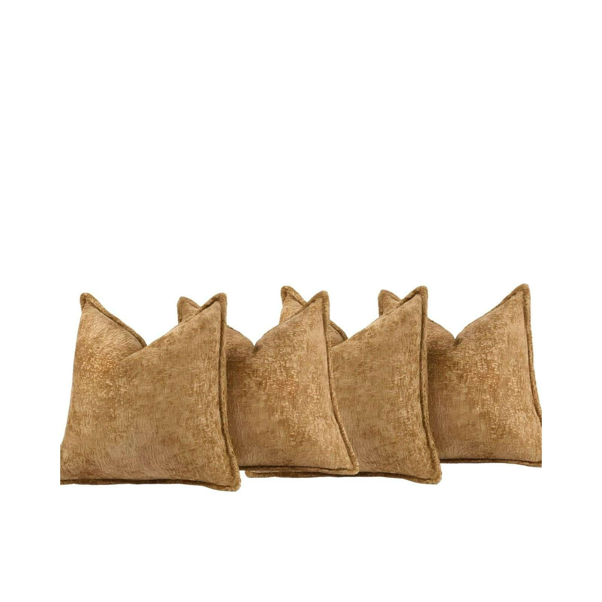 Genérico - Set De 4 Fundas De Cojin Chenille 45x45 Mostaza