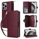 thumbnail image 4 of Funda Cartera con Cremallera y Correa para iPhone 16 Pro Max Soporte y Tarjetero Rojo, 4 of 6