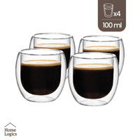 Set 4 Vasos Double Wall Glass Classic 100 Ml Home Logics
