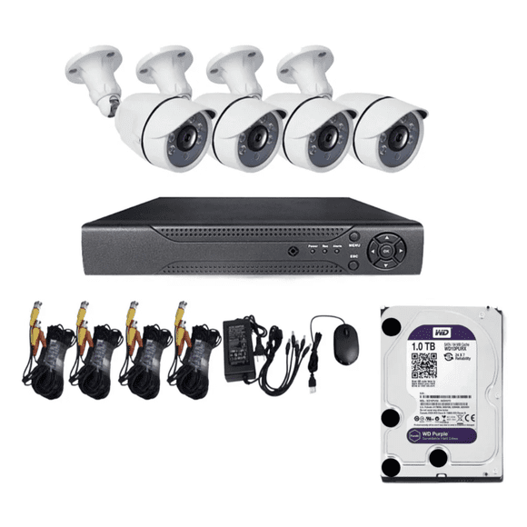 Sistema Vigilancia DVR CCTV 04 Cámaras FHD + Disco Duro 1TB