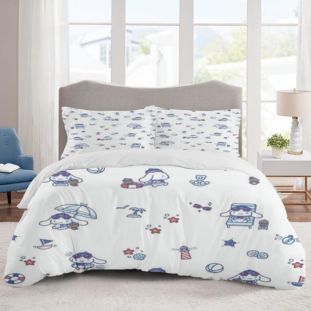 Cinnamoroll Bedding Sets Cartoon Duvet Cover Lightweight 3 Piece Bet Sets for Kids Boys Girls