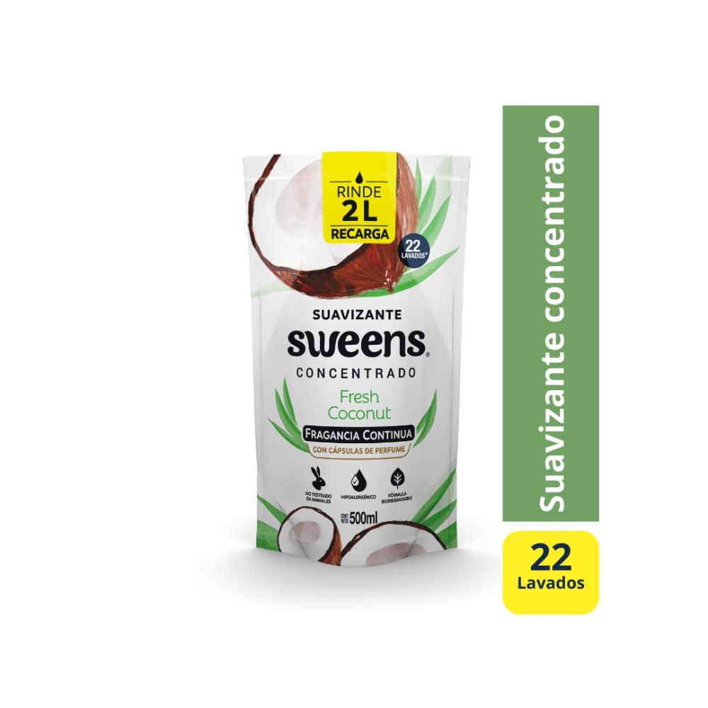 Suavizante Líquido Concentrado Fresh Coconut Doypack 500 ml Sweens
