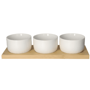 Danny Home - Set Picoteo Tabla + 3 Bowls Pocillos Blancos Para Servir