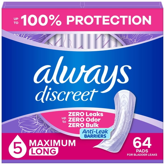Protectores para incontinencia para adultos Always Discreet, máxima absorción