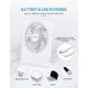 thumbnail image 4 of Ventilador de escritorio Zuvas, funciona con pilas, recargable, 180°, con inclinación de 180°, blanco, 4 of 7