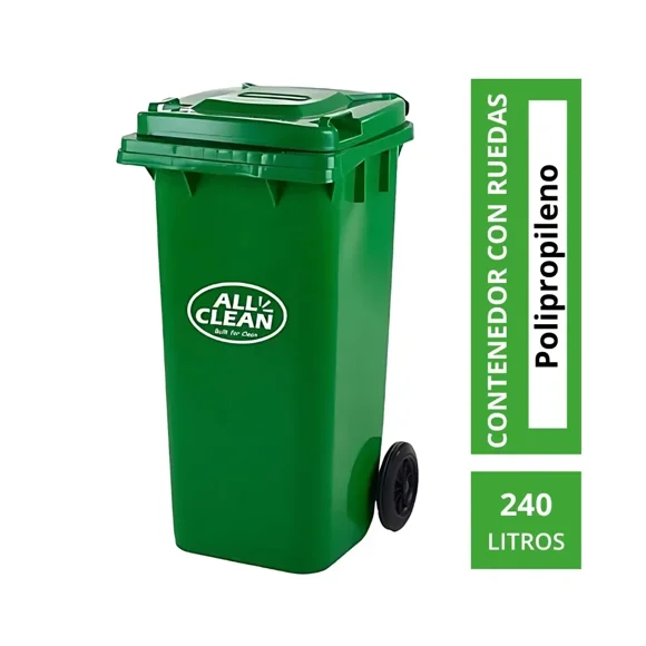 Basurero Contenedor 240 Litros Verde Oscuro Con Ruedas