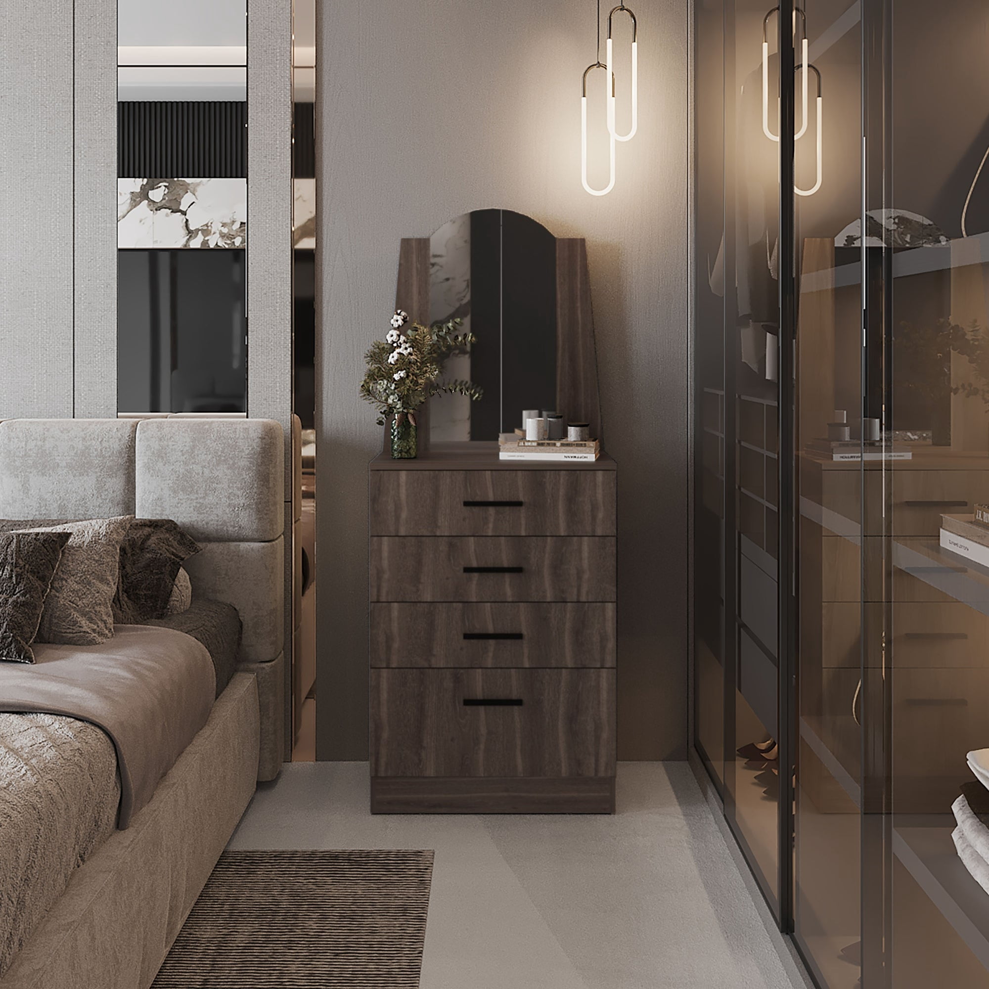 Tuhome - Cómoda Praga 3 Cajones 1 Puerta Abatible Milan