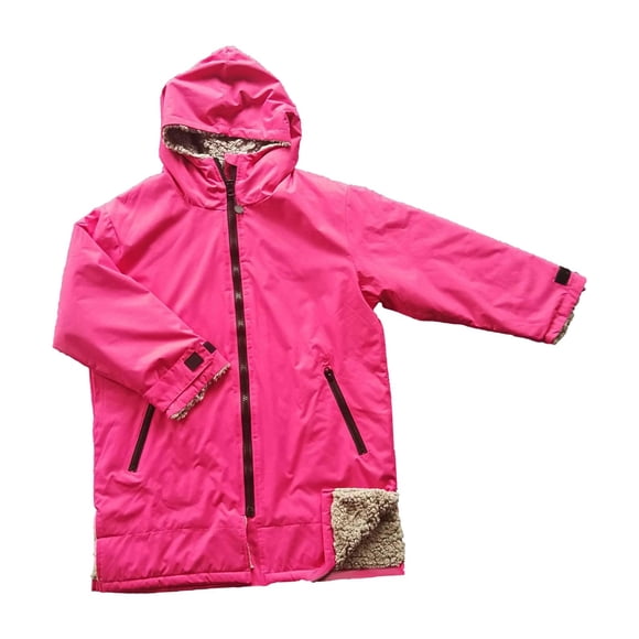 Niños Con Capucha Cambio De Bata Chaqueta Traje Outwear Abrigo De Lluvia Cálido Surf Swim Parka Rose Red Grey