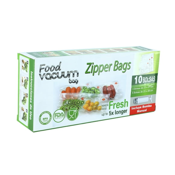 Pack 10 Bolsas al Vacío para Alimentos FVB con Bomba Extractora