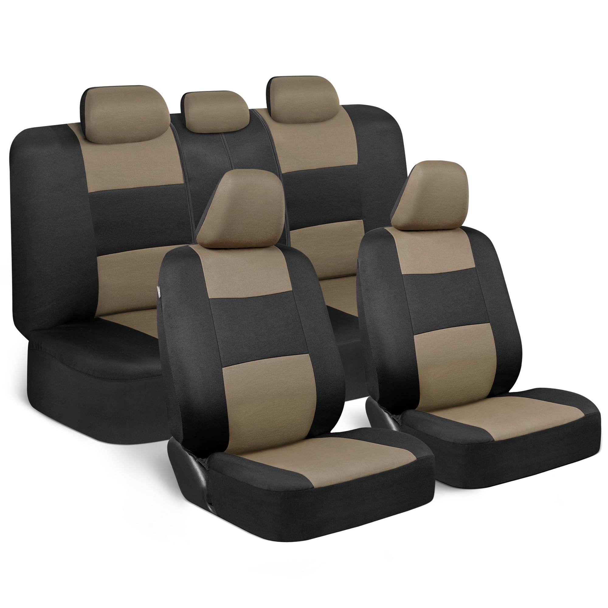 Juego Completo De Fundas De Asiento Bdk Polypro De Color Beige Sobre Negro Para Coches