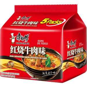 Fideo Instantaneo Kang Shi Fu Sabor A Estofado De Carne 106G*Pack 5 Bolsas
