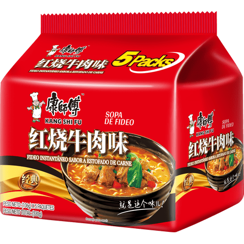 Fideo Instantaneo Kang Shi Fu Sabor A Estofado De Carne 106G*Pack 5 Bolsas