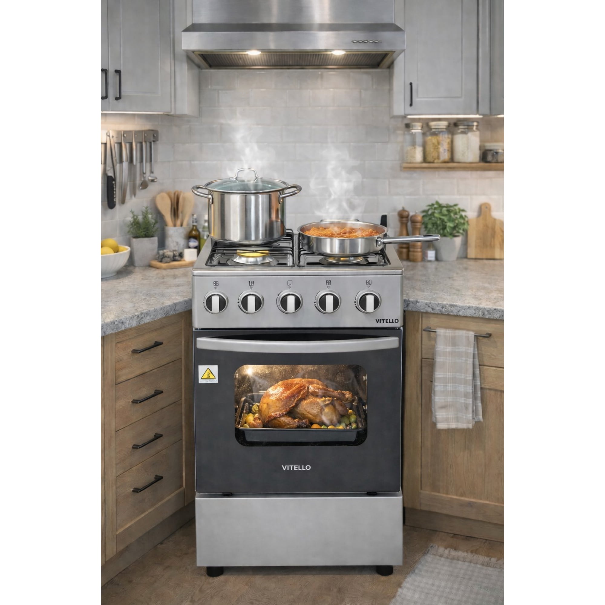 Vitelio - Cocina Gas Licuado / Gas Natural 4 Quemadores Color Gris