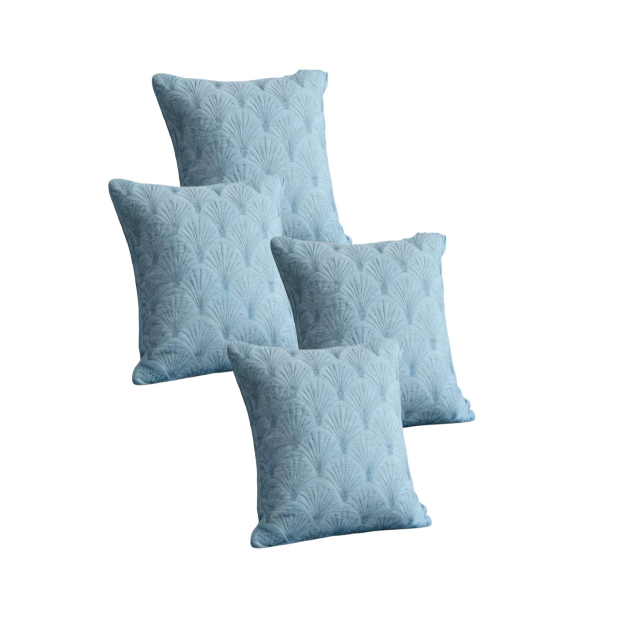 Genérico - Pack De 4 Fundas De Cojin Serie Abanico 45x45 Cm Celeste