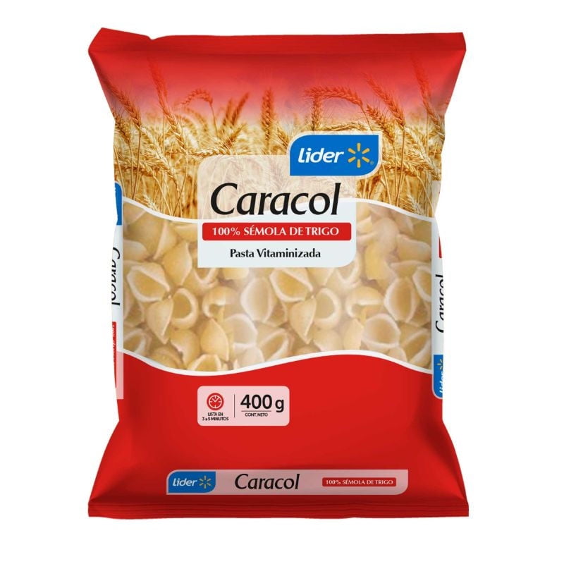 Fideo Pasta Caracoles Bolsa 400 g Lider