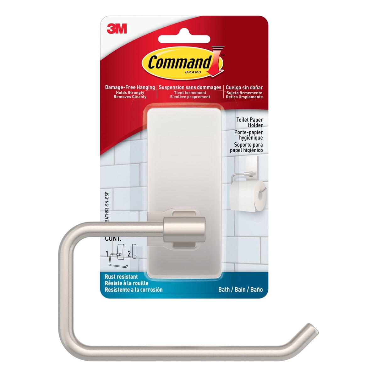 Porta Papel Higiénico Command Satin Nickel Metálico Muro