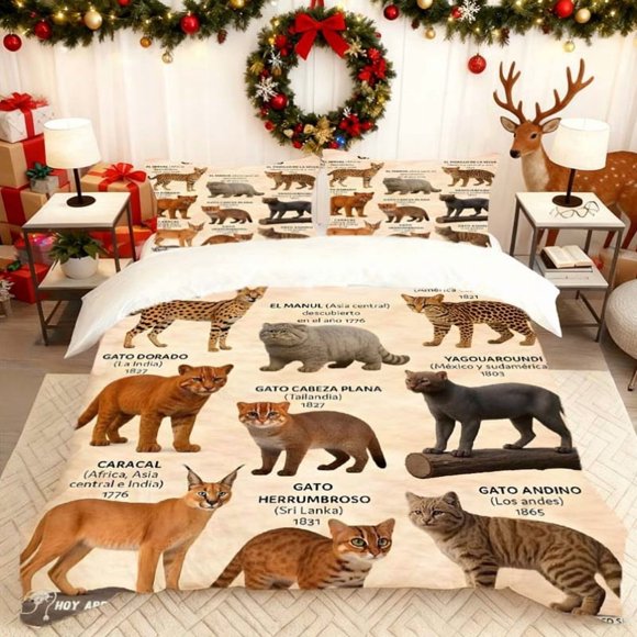 of Wild Feline Origin Printed Duvet Cover Set Bedding Essentials with Colorful Patterns Suitable for All Seasons a Must-Have for Home Guest Rooms a Great Gift f