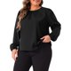 thumbnail image 4 of Agnes Orinda Ropa de Halloween de Talla Grande para Mujeres Blusas de Manga Larga con Cuello Redondo y Pliegues para Oficina 3X Negro, 4 of 6