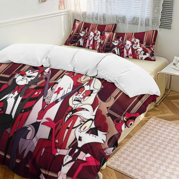 Juego De Ropa De Cama De Microfibra Con Funda Nórdica De Plumón De Hazbin Hotel