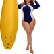 thumbnail image 5 of Agnes Orinda Traje de baño de surf para mujer talla grande escuela universidad 1 pieza traje de baño de manga larga con cremallera frontal traje de baño de surf 3X azul marino blanco, 5 of 7