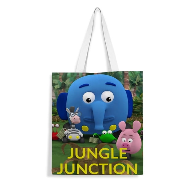 Jungle Junction Bolso de tela con estampado de lienzo para mujer, bolsa de compras reutilizable y estética, con cremallera interior, regalo para mujer,40*40cm.