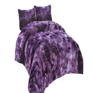 Genérico - Plumon Peludo 2 Plazas Morado Jaspeado