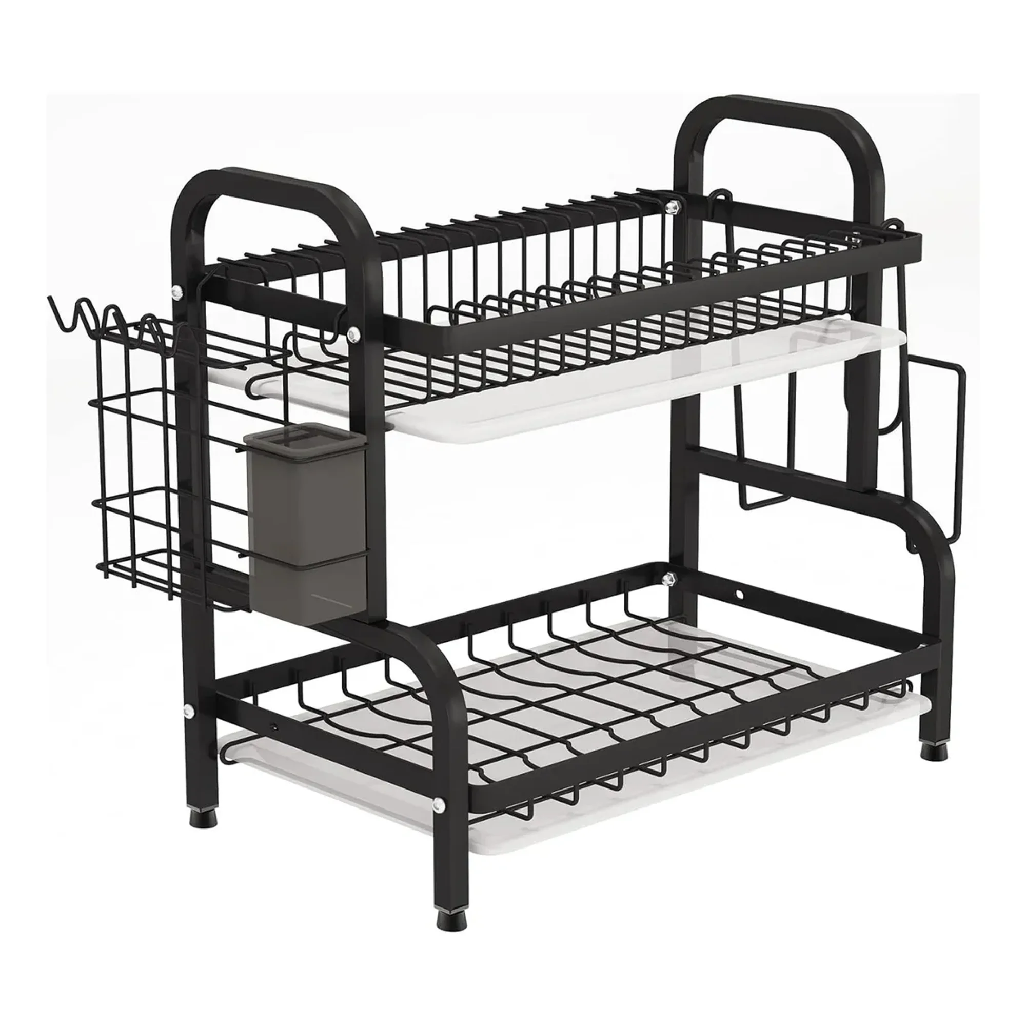 Genérico - Escurridor Platos Metal Con Bandeja 2 Niveles