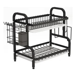 Genérico - Escurridor Platos Metal Con Bandeja 2 Niveles