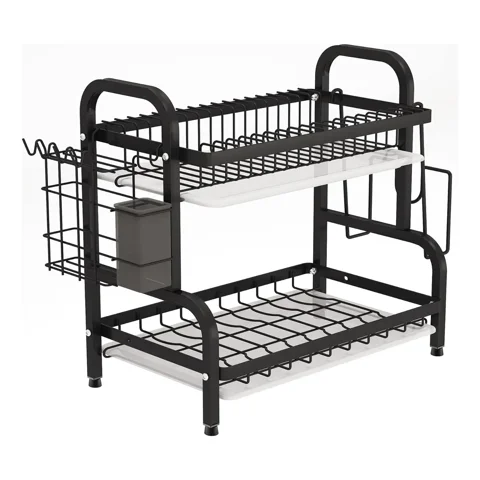 Genérico - Escurridor Platos Metal Con Bandeja 2 Niveles