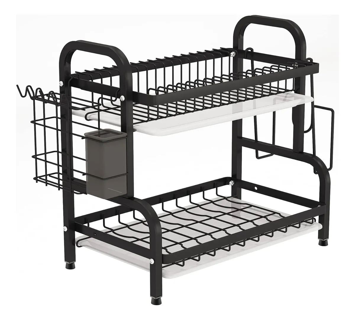 Genérico - Escurridor Platos Metal Con Bandeja 2 Niveles