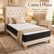 thumbnail image 2 of Cama europea Kumara 1 plaza con colchón y respaldo capitoné beige en lino 90x190 cm, 2 of 6