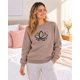 thumbnail image 1 of Poleron de Pijama Franela Mujer Flor de Loto beige L, 1 of 6
