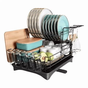 Simpel - Secador Escurridor Platos 2 Niveles Desmontable Moderno Negro