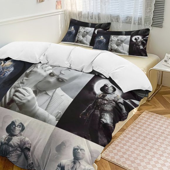 Moon Knight Family Bed 3 Piece Set Personalized Bedding Decor for Kids And Teens Anime Student Dormitory Cover
