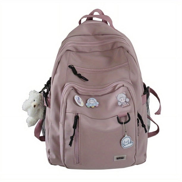 Upgrade Your School and Travel Game with Our Kawaii Canvas Backpack - Simple Preppy Style with Large Capacity for Women
