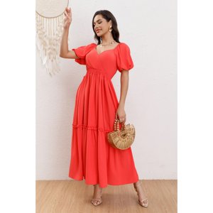 Likeshop - Vestido Largo Acampanado Mujer Manga Corta Cuello V 346