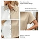 thumbnail image 2 of Camisa de manga corta con bloques de color para mujer, cuello vuelto, blusa holgada de una sola botonadura con bloques de color, 2 of 5