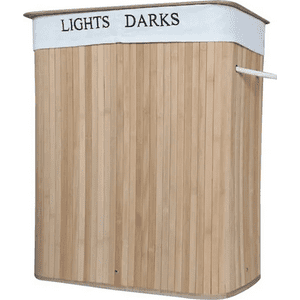 Genérico - Canasto Ropa Sucia Bambú Doble Con Tapa 60L