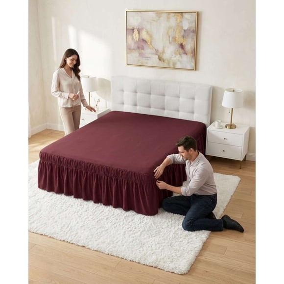 Faldón De Cama King Cubre Base Con Pliegues