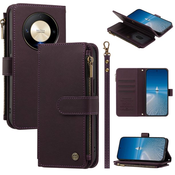 Funda Cartera Honor Magic6 Lite con Soporte, Morado