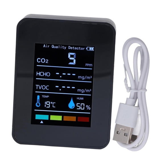 Analizador de calidad del aire portátil de formaldehído de alta precisión con pantalla en real para uso profesional en invernaderos y jardines.