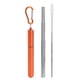thumbnail image 1 of Kit de cepillo de limpieza portátil de acero inoxidable retráctil y reutilizable para pajitas de picnic, color naranja, 1 of 8