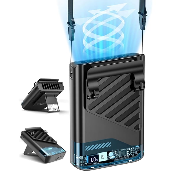 Ventilador de Cintura Gemmac Recargable USB‑C con Pantalla LED