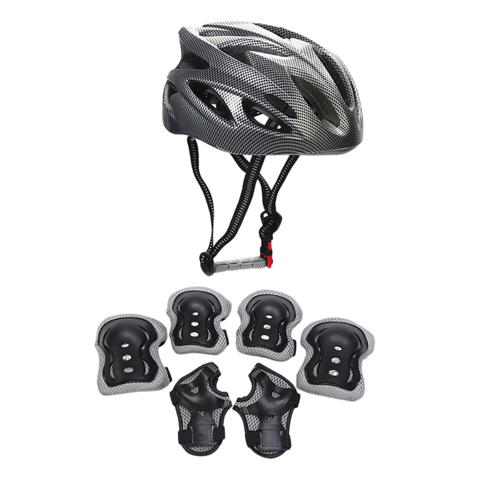 Ioensy - Casco Y Almohadillas Para Niños Padres De Protección De Muñeca De Codo De Rodilla Para Patinaje En Línea Silver Silver